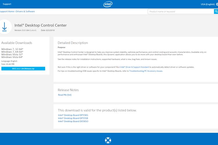 Intel     Desktop Control Center